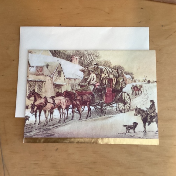4 Christmas Cards LUXURY Victorian Scene PARCHMENT Gilt Edges Vintage 1960’s - Picture 2 of 9